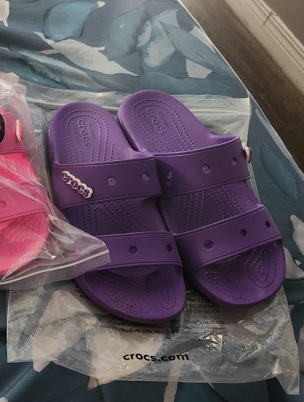 CROCS Purple Double-Strap Slide Sandals